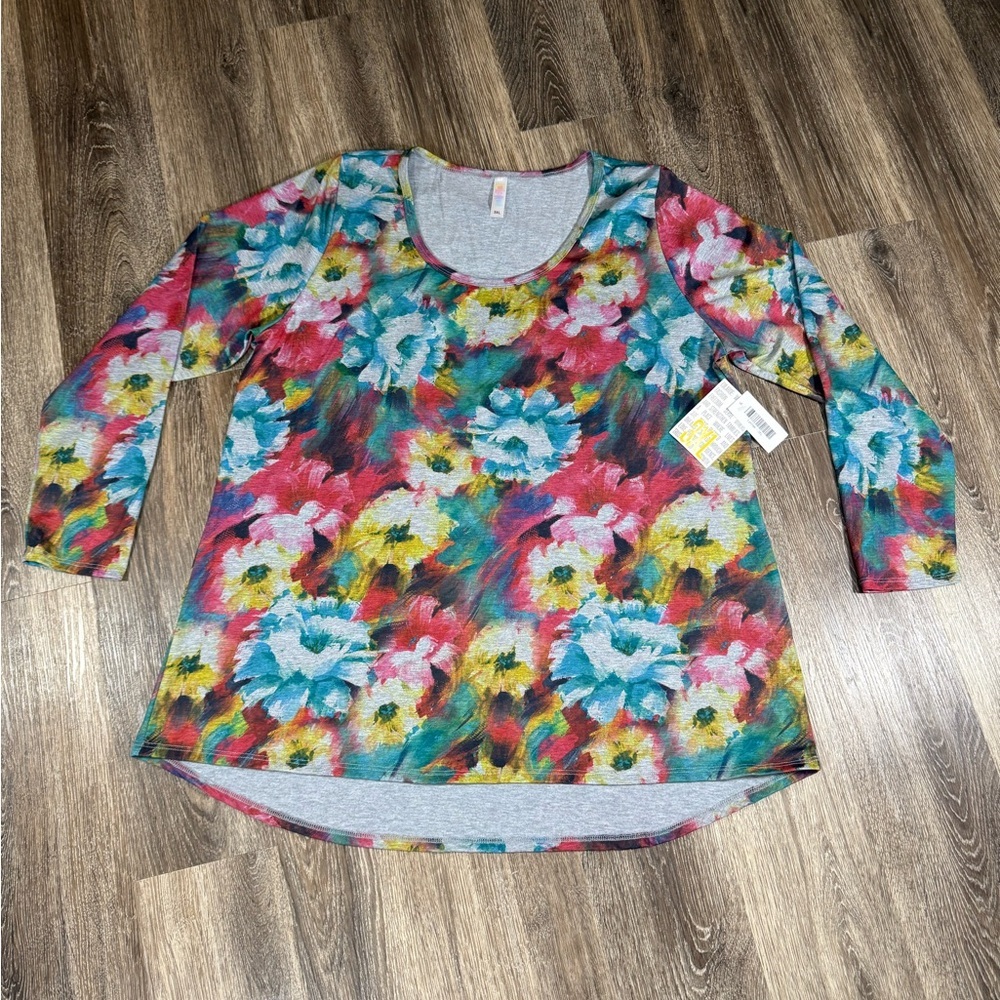 Lularoe Blouse 3XL Lynnae Floral Long Sleeve Romantic Boho‎